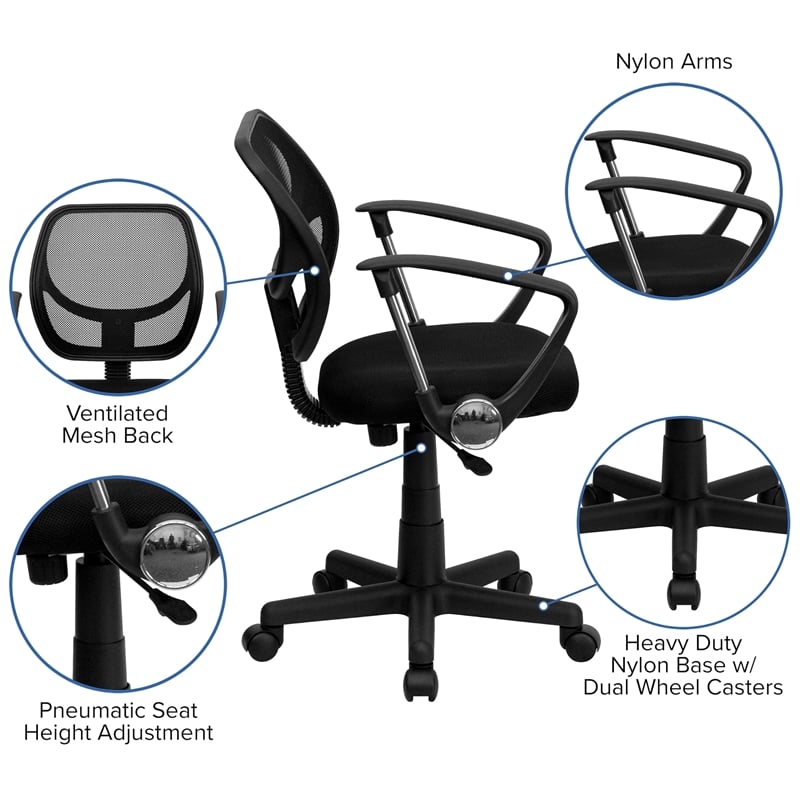 Scranton and Co Mesh Mid Back Adjustable Office Chair in Black