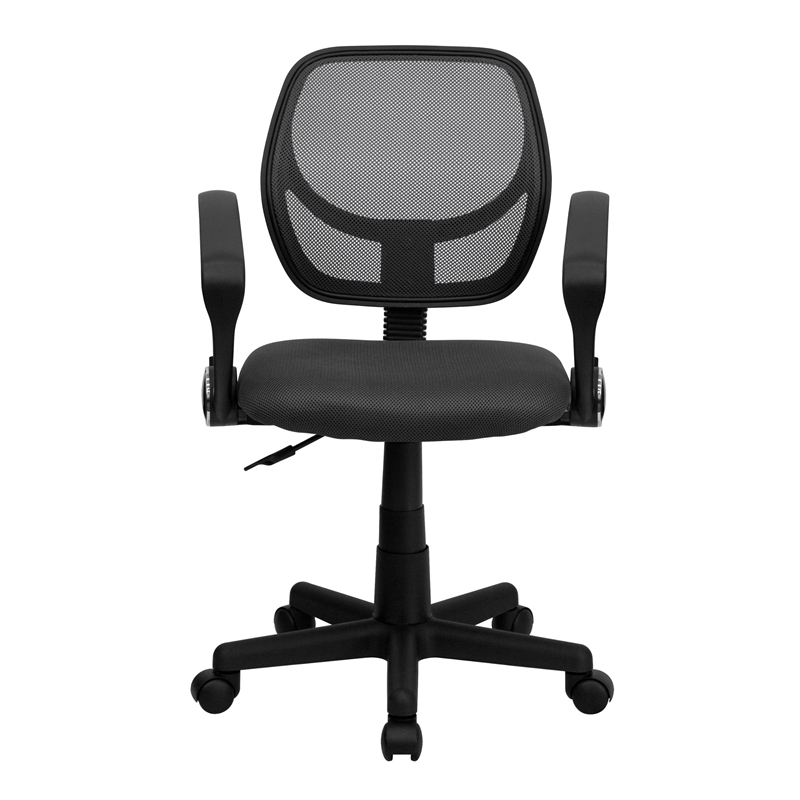 Scranton & Co Mid-Back Mesh Office Chair with Arms in Gray