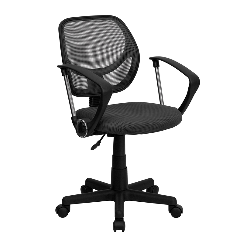 Scranton & Co Mid-Back Mesh Office Chair with Arms in Gray