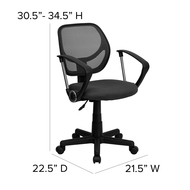 Scranton & Co Mid-Back Mesh Office Chair with Arms in Gray