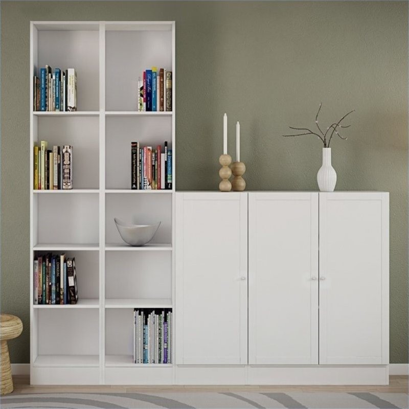 Scranton & Co Modern Wood 5 Shelf Narrow Contemporary Bookcase in White