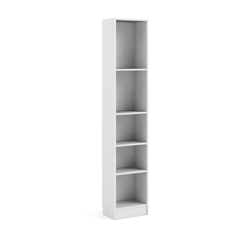 Scranton & Co Modern Wood 5 Shelf Narrow Contemporary Bookcase in White