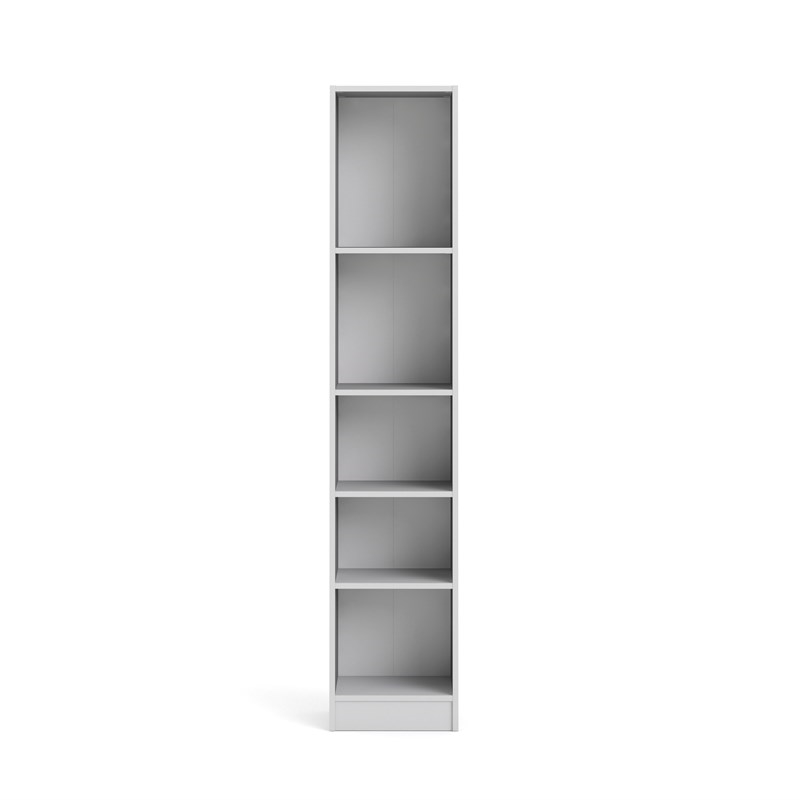 Scranton & Co Modern Wood 5 Shelf Narrow Contemporary Bookcase in White