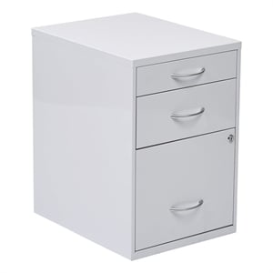 Scranton & Co 22&quot Modern Metal Pencil Box Storage File Cabinet in White
