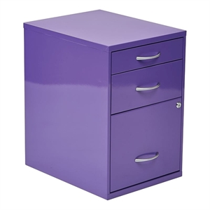 Scranton & Co 22&quot Modern Metal Pencil Box Storage File Cabinet in Purple