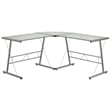Scranton & Co Glass Top L-Shaped Computer Desk in Silver