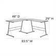 Scranton & Co Glass Top L-Shaped Computer Desk in Silver