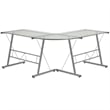 Scranton & Co Glass Top L-Shaped Computer Desk in Silver