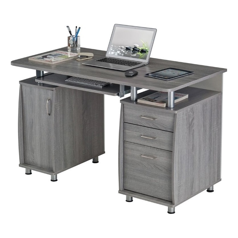 Scranton & Co Contemporary MDF Wood Small Computer Desk in Gray