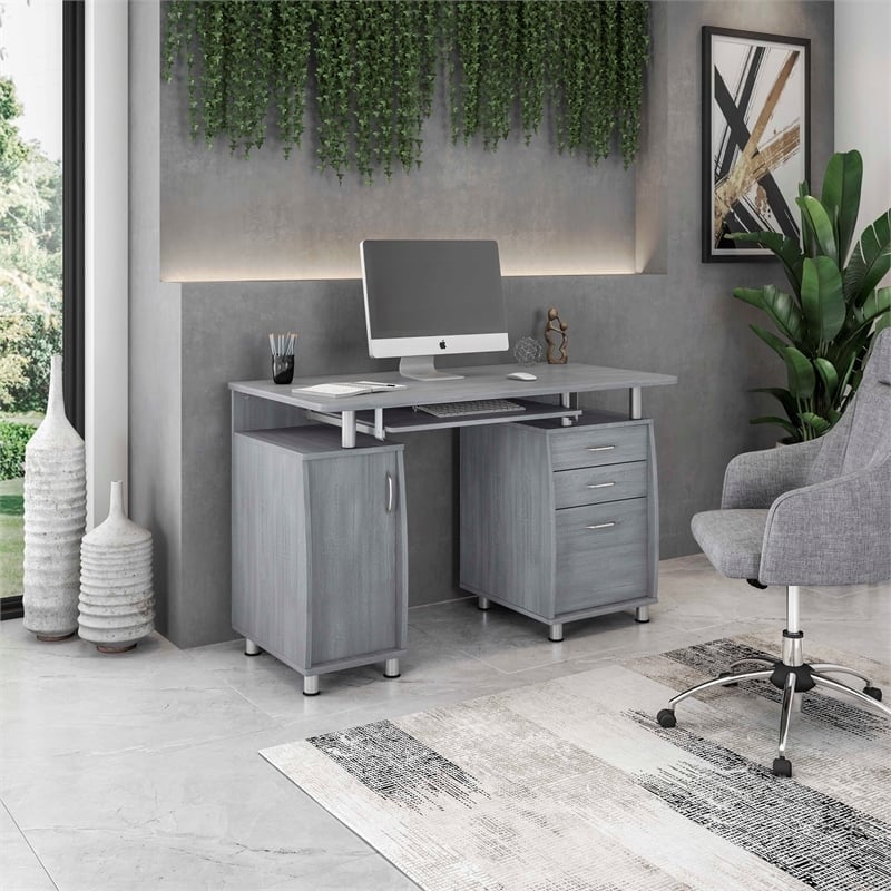 Scranton & Co Contemporary MDF Wood Small Computer Desk in Gray