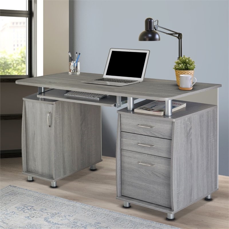 Scranton & Co Contemporary MDF Wood Small Computer Desk in Gray