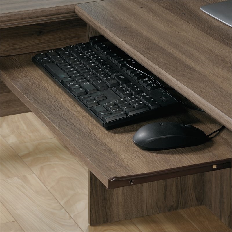 Scranton & Co L-Shaped Contemporary Engineered Wood Computer Desk in Salt Oak