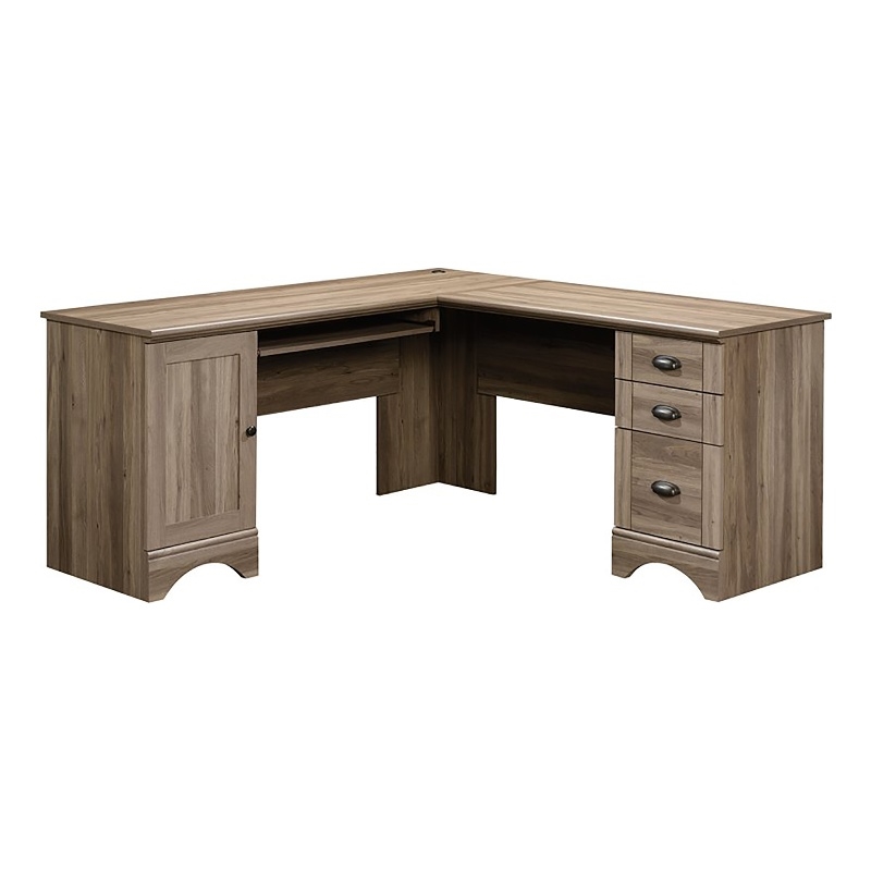 Scranton & Co L-Shaped Contemporary Engineered Wood Computer Desk in Salt Oak