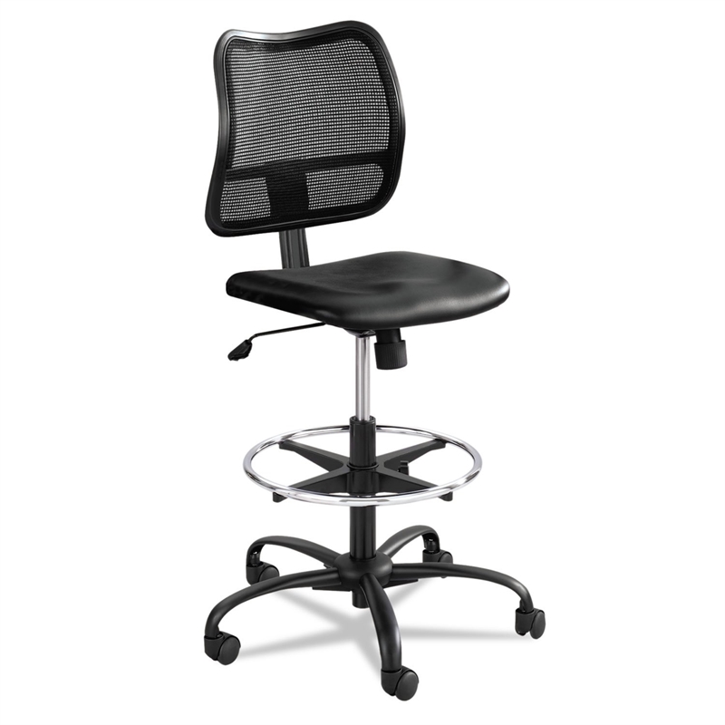 Scranton & Co Extended-Height Vinyl Drafting Chair in Black