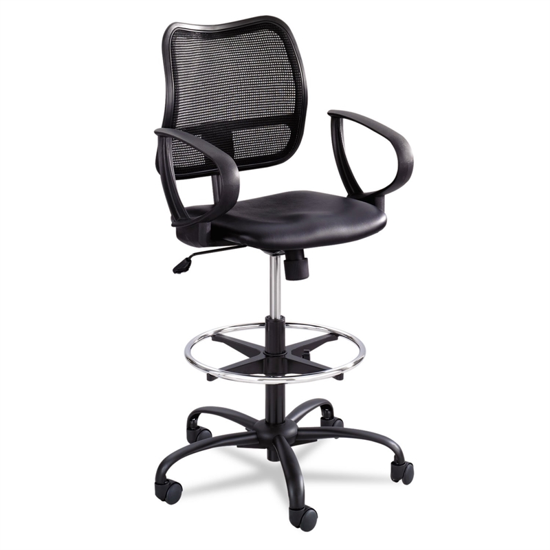Scranton & Co Extended-Height Vinyl Drafting Chair in Black