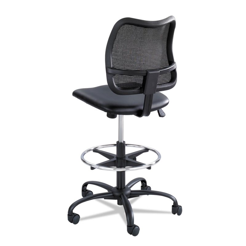 Scranton & Co Extended-Height Vinyl Drafting Chair in Black