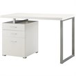 Scranton and Co Engineered Veneer White and Silver Writing Desk Rectangular 47.25