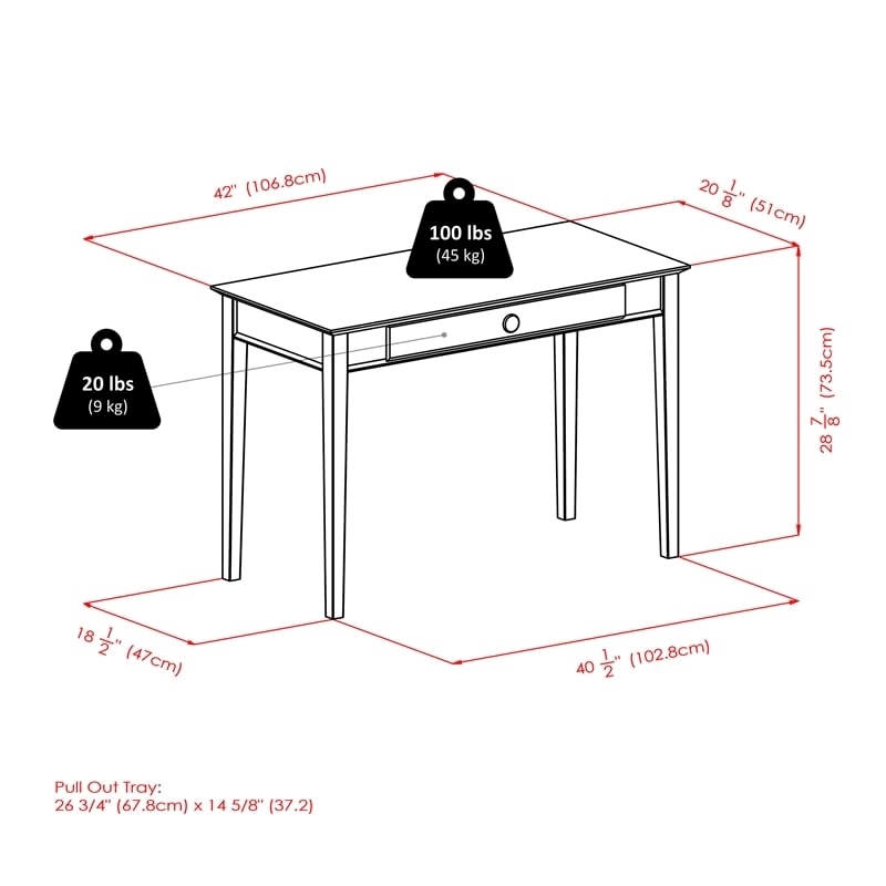 Scranton & Co Transitional Solid Wood Writing Desk in Honey Pine