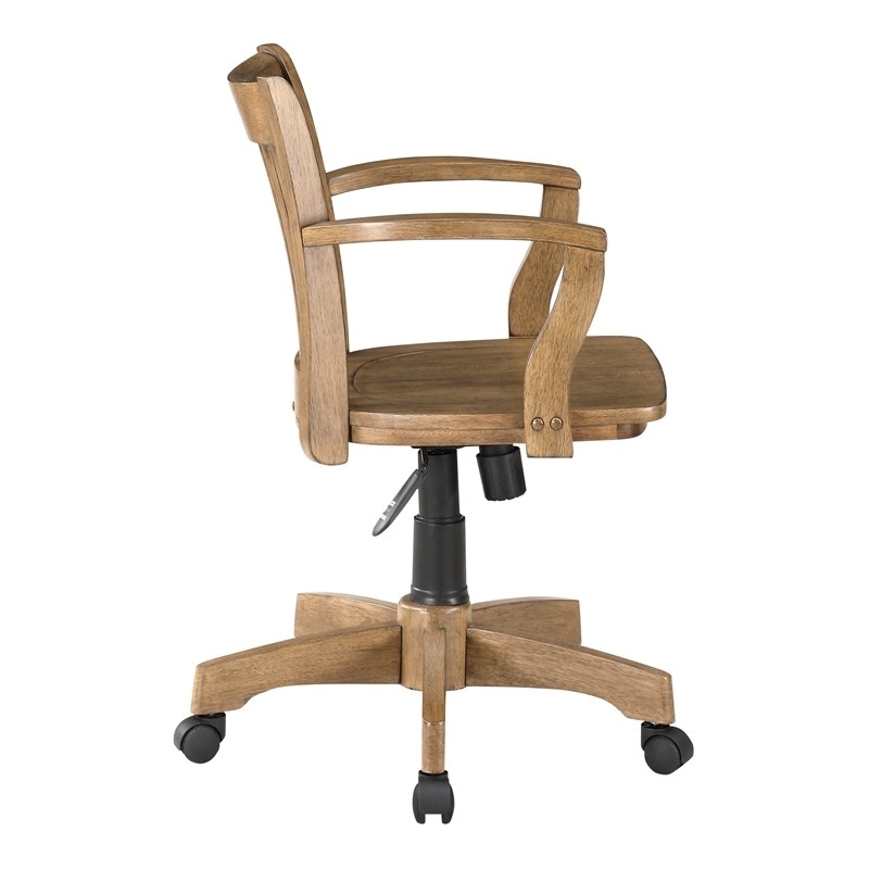 Scranton & Co Wood Bankers Office Chair with Wood Seat in Medium Oak Finish