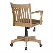 Scranton & Co Wood Bankers Office Chair with Wood Seat in Medium Oak Finish
