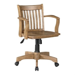 Scranton & Co Wood Bankers Office Chair with Wood Seat in Medium Oak Finish