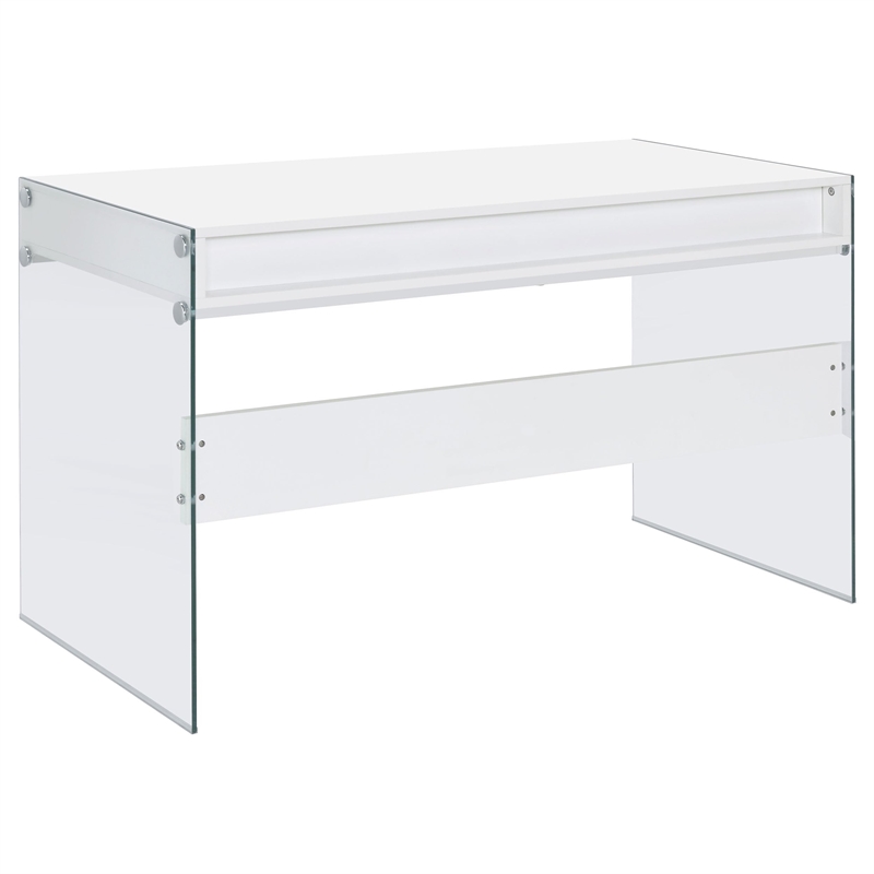 Scranton & Co Contemporary Wood/Glass Computer Desk in Glossy White