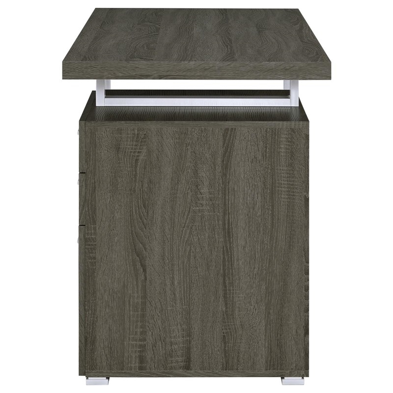 Scranton & Co 3-Drawer Contemporary Wood Office Desk in Weathered Gray/Silver