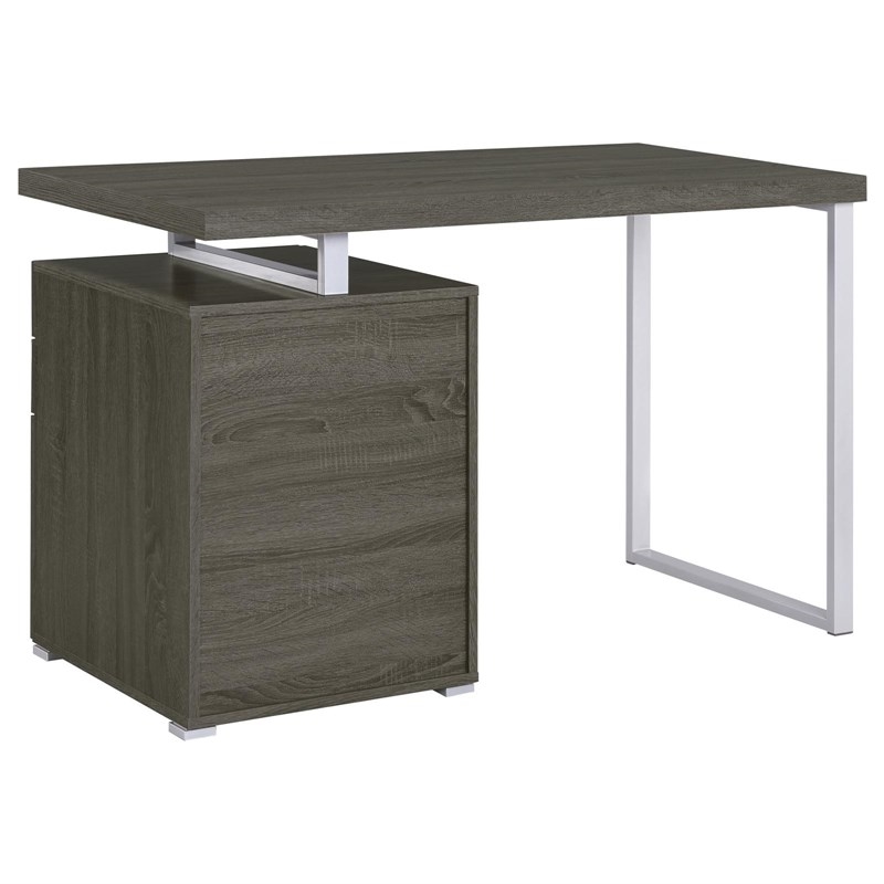 Scranton & Co 3-Drawer Contemporary Wood Office Desk in Weathered Gray/Silver