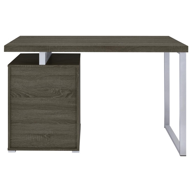 Scranton & Co 3-Drawer Contemporary Wood Office Desk in Weathered Gray/Silver