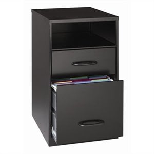Scranton & Co 18&quot 2-Drawer Metal Organizer Filing Cabinet w/ Open Shelf in Black