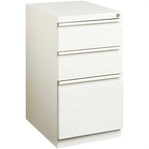 Scranton & Co 20&quot 3-Drawer Modern Metal Mobile Pedestal Filing Cabinet in White