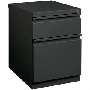 Scranton & Co Metal Mobile Pedestal Filing Cabinet with 2 Drawers in Charcoal
