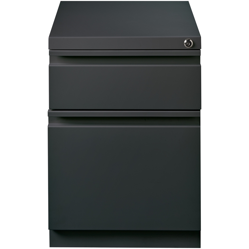 Scranton & Co Metal Mobile Pedestal Filing Cabinet with 2 Drawers in Charcoal