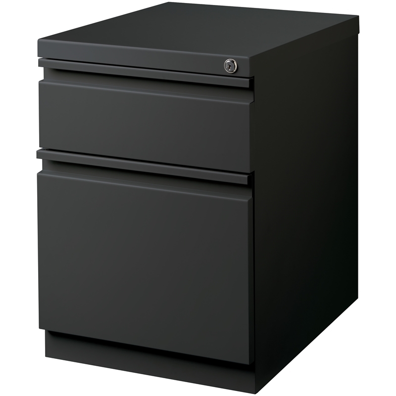 Scranton & Co Metal Mobile Pedestal Filing Cabinet with 2 Drawers in Charcoal