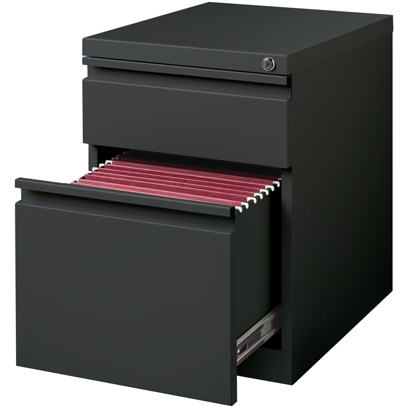 Scranton & Co Metal Mobile Pedestal Filing Cabinet with 2 Drawers in Charcoal