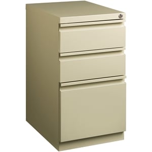 Scranton & Co 20&quot 3-Drawer Modern Metal Mobile Pedestal Filing Cabinet in Beige