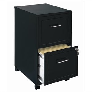 Scranton & Co 18&quot 2-Drawer Modern Metal Mobile Vertical Filing Cabinet in Black