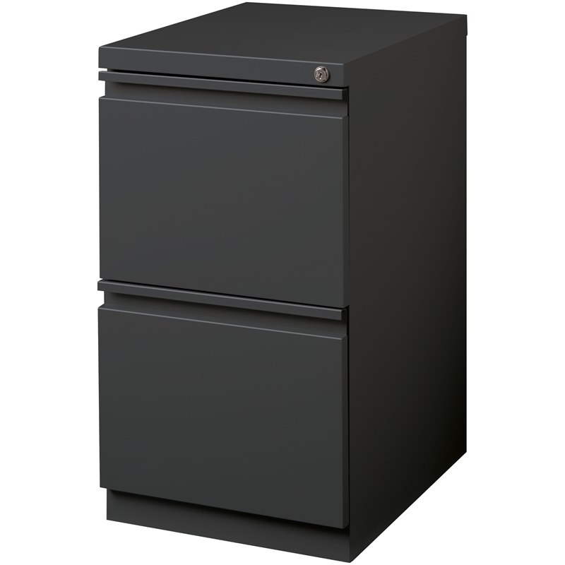 Scranton & Co 2-Drawer Modern Metal Mobile Pedestal Filing Cabinet in Charcoal