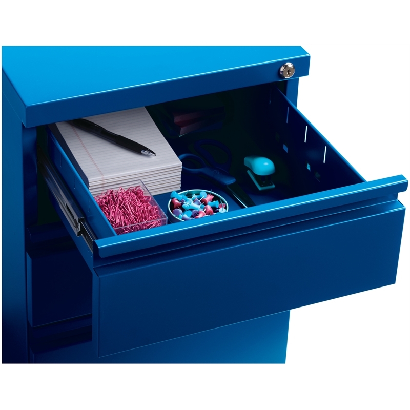 Scranton & Co Steel Blue Filing Cabinet Mobile Rectangular Lockable 27.75