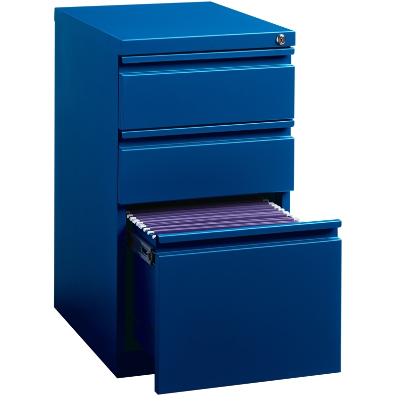 Scranton & Co Steel Blue Filing Cabinet Mobile Rectangular Lockable 27.75