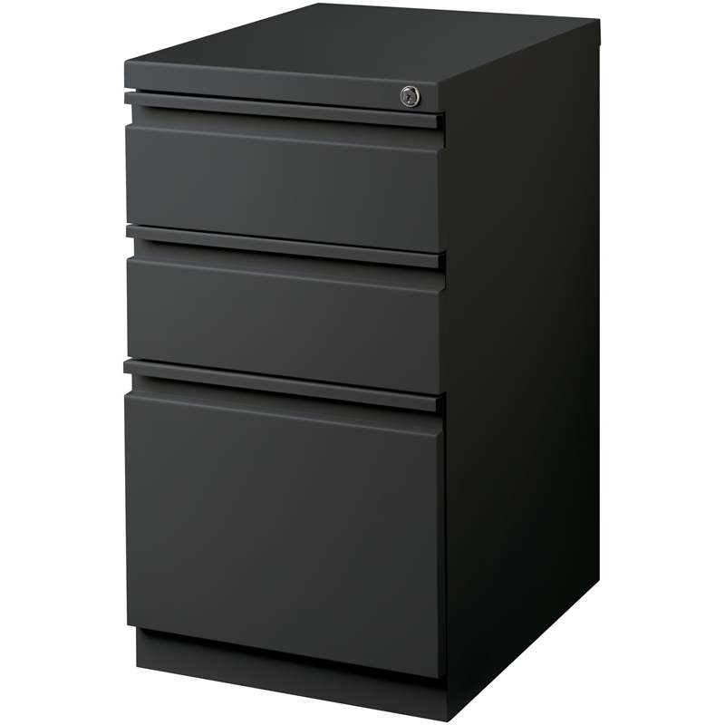 Scranton & Co 3-Drawer Modern Metal Mobile Pedestal Filing Cabinet in Charcoal