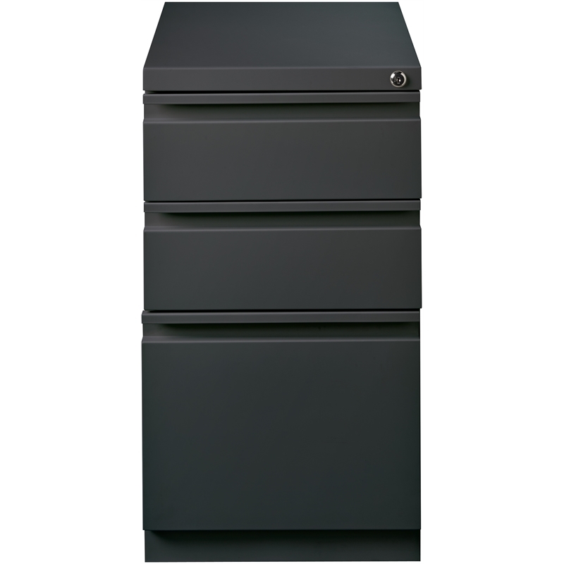 Scranton & Co 3-Drawer Modern Metal Mobile Pedestal Filing Cabinet in Charcoal