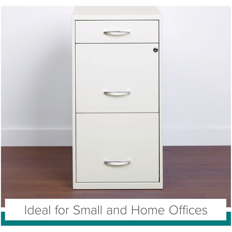 Scranton & Co 3-Drawer Contemporary Metal Filing Cabinet in Pearl White
