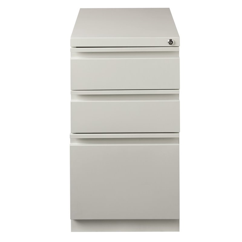 Scranton & Co 3-Drawer Modern Metal Mobile Pedestal Filing Cabinet in Light Gray