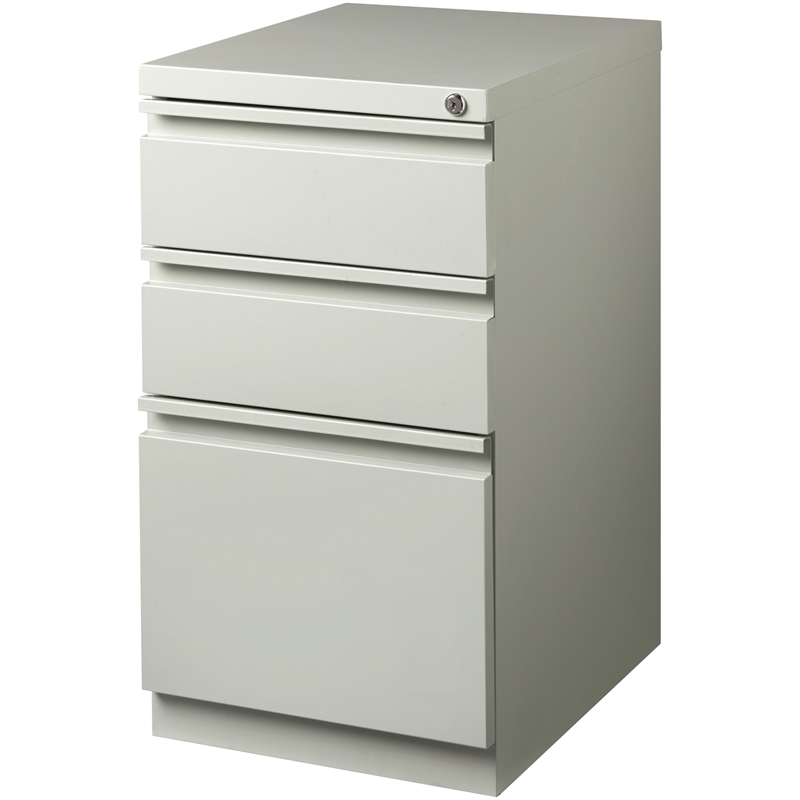 Scranton & Co 3-Drawer Modern Metal Mobile Pedestal Filing Cabinet in Light Gray