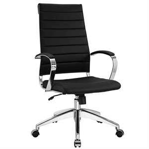 Scranton & Co Modern Vinyl/Aluminum High Back Office Chair in Black