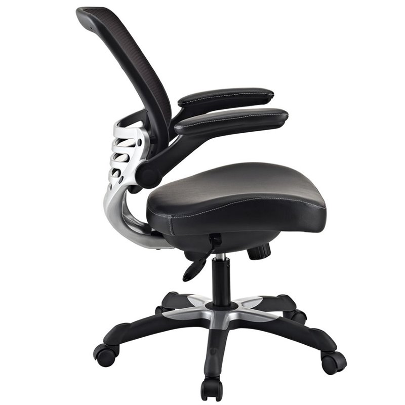 Scranton & Co Faux Leather Mesh Office Chair in Black