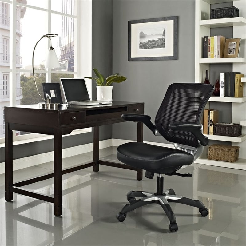 Scranton & Co Faux Leather Mesh Office Chair in Black