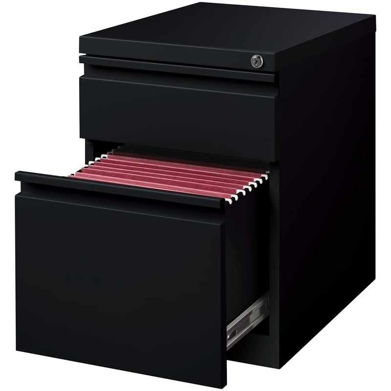 Scranton & Co 2-Drawer Modern Metal Mobile Pedestal Filing Cabinet in Black