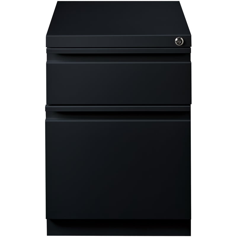 Scranton & Co 2-Drawer Modern Metal Mobile Pedestal Filing Cabinet in Black